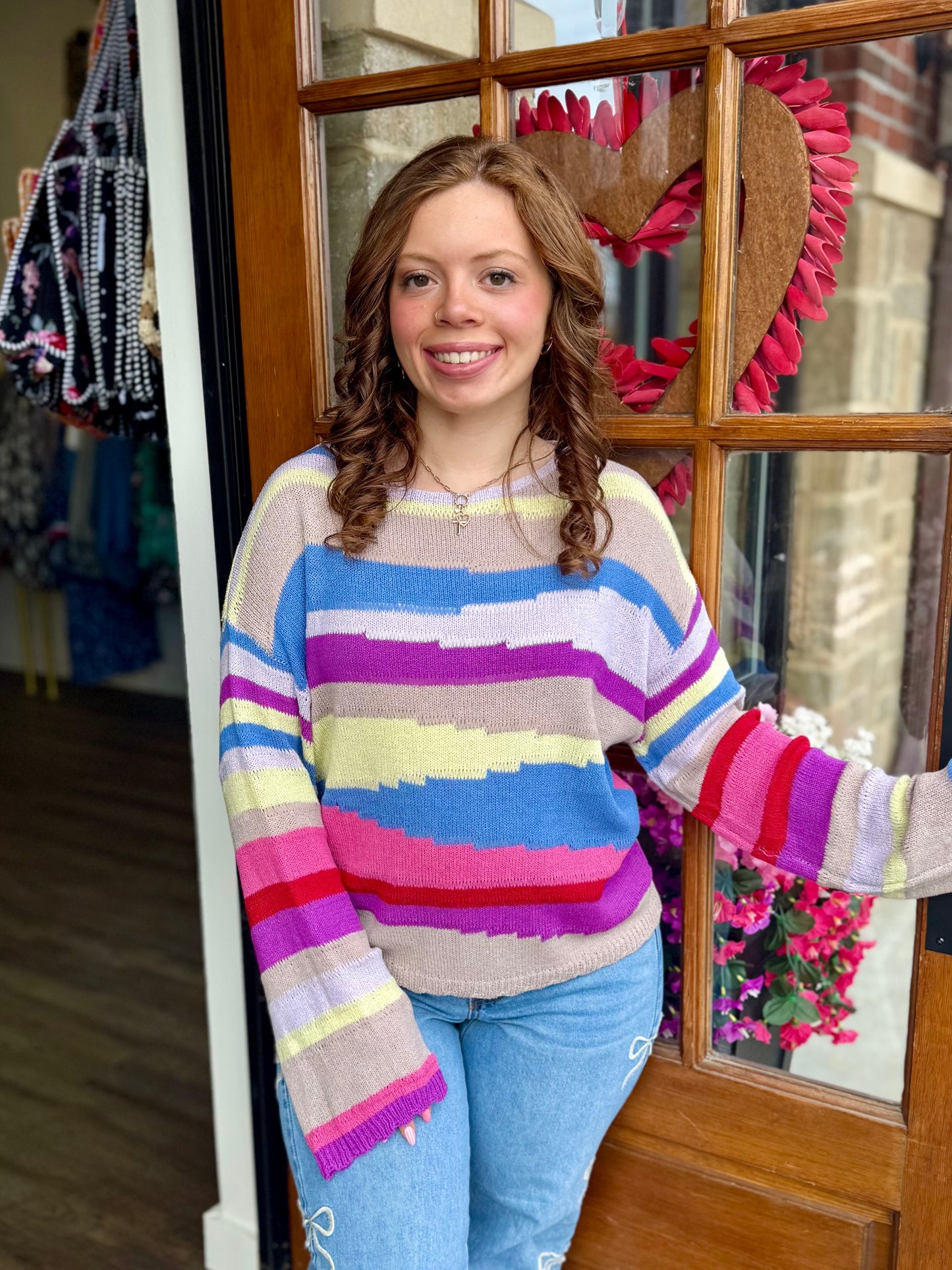 Geometric Stripe Lightweight Sweater