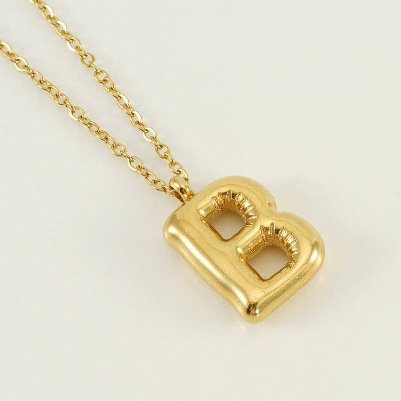 Bubble Initial Gold-Plated Stainless Steel Necklace