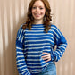 Blue Stripe Drop Shoulder Sweater