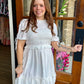 White Smocked Ruffle Dress