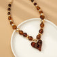 Brown Chunky Beaded Charm Necklace