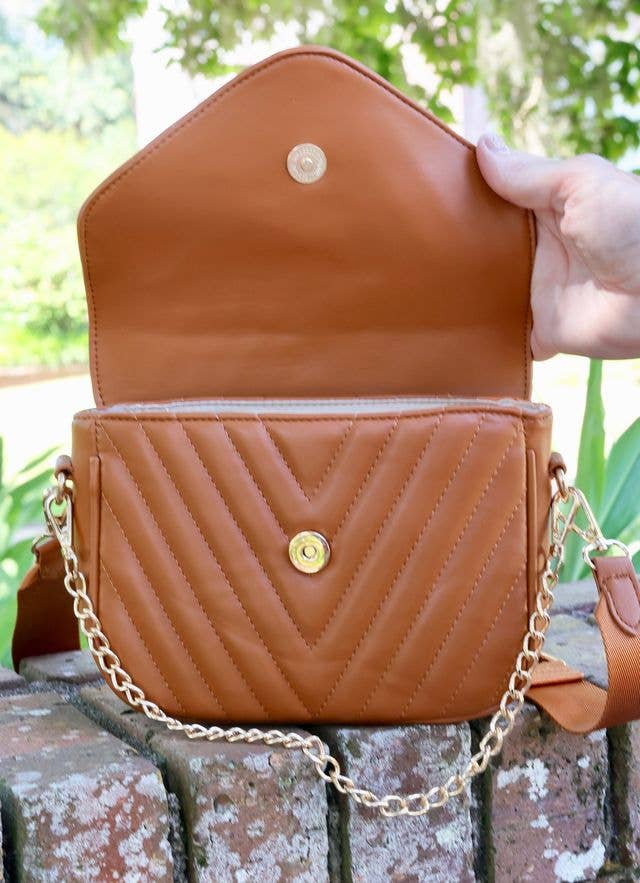 Camel Angela Quited Crossbody