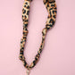 Leopard Scarf Pearl Cross Charm Necklace