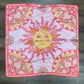 Pink & Orange Pattern Silk Scarf w/ Sun Pendant