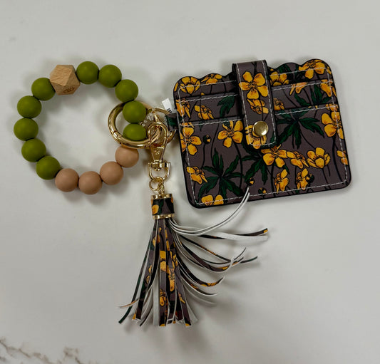 Yellow Floral Keychain Wallet