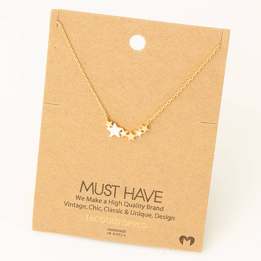 Gold Dainty Multi Star Charm Necklace