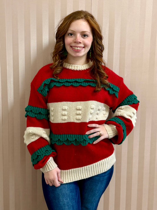 Festive Ruffled Detail Sweater