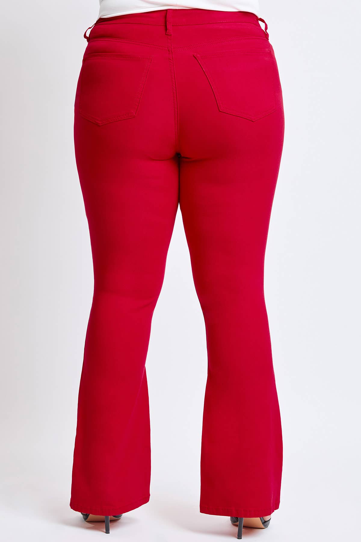 Plus Ruby Red Hyperstretch High-Rise Flare Pants