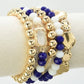 Blue & White Multi Strand Bead Bracelet Set