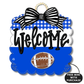 Blue & White Football Scallop Door Hanger w/ Mini