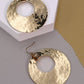 Gold Hammered Disc Drop Earrings