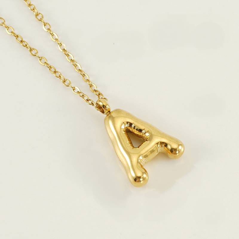 Bubble Initial Gold-Plated Stainless Steel Necklace