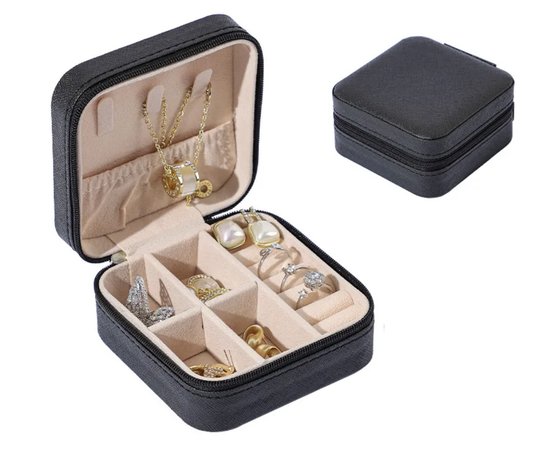 Black Small Square Jewelry Travel Case Box