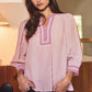 Plus Pink Striped Woven Blouse