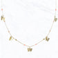 Pink Golden Butterflies with Glass Bead Necklace