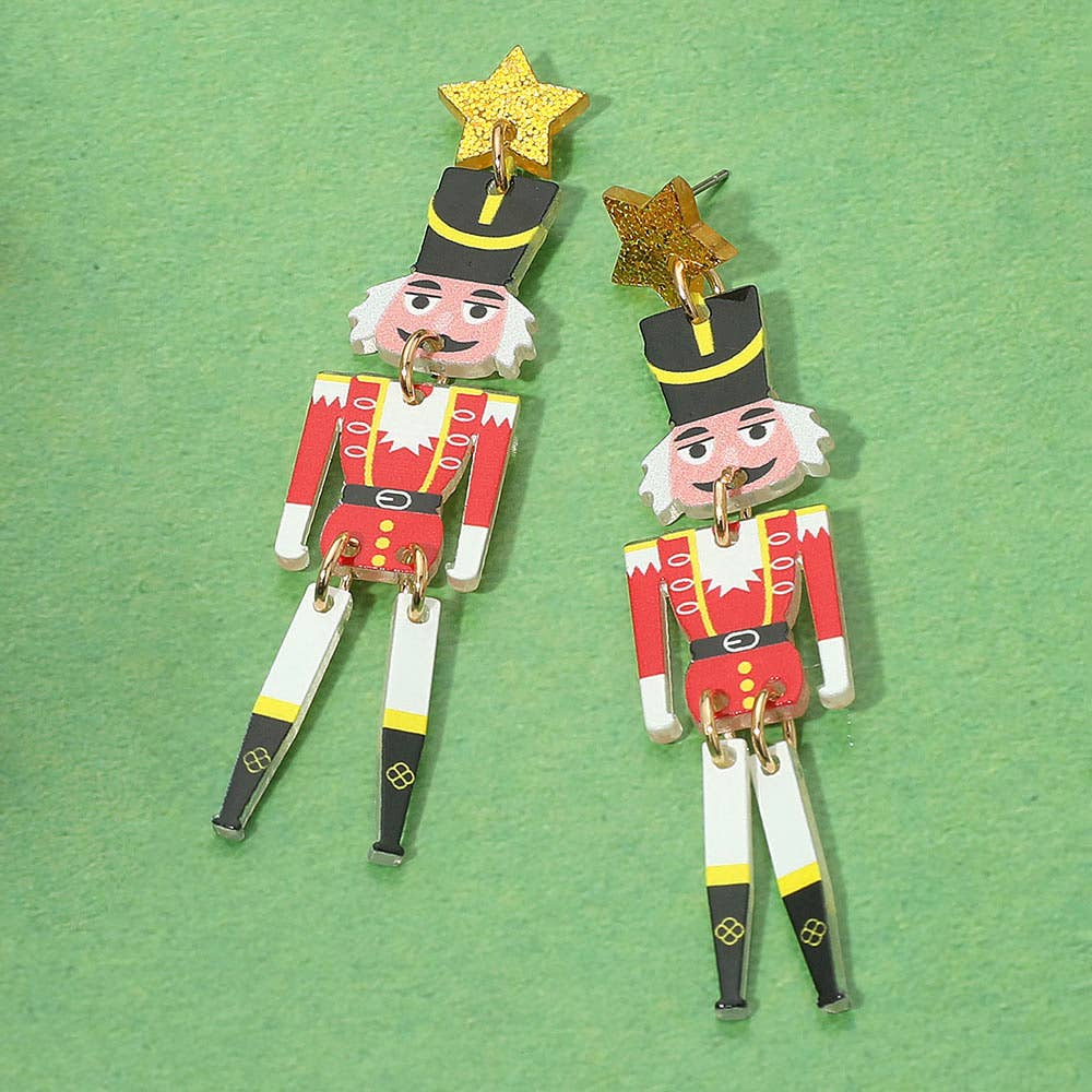 Red Resin Nutcracker Earrings