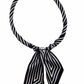 Black Stripe Print Scarf Necklace
