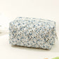 Blue Quilted Floral Cosmetic Bag
