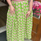 Green Floral Print Midi Skirt