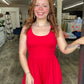 Red Double Layered Tank Romper