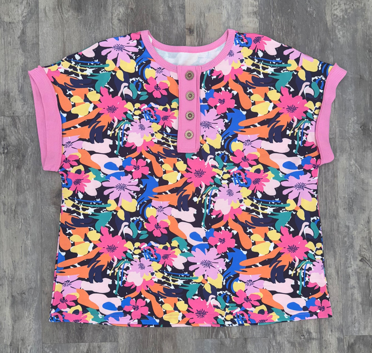 Plus Pink Multi Color Top
