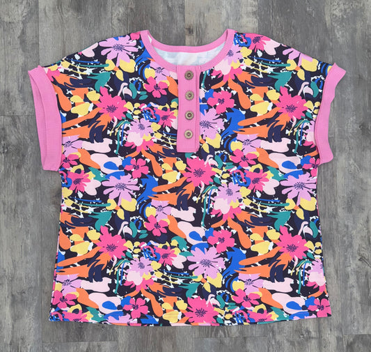 Plus Pink Multi Color Top