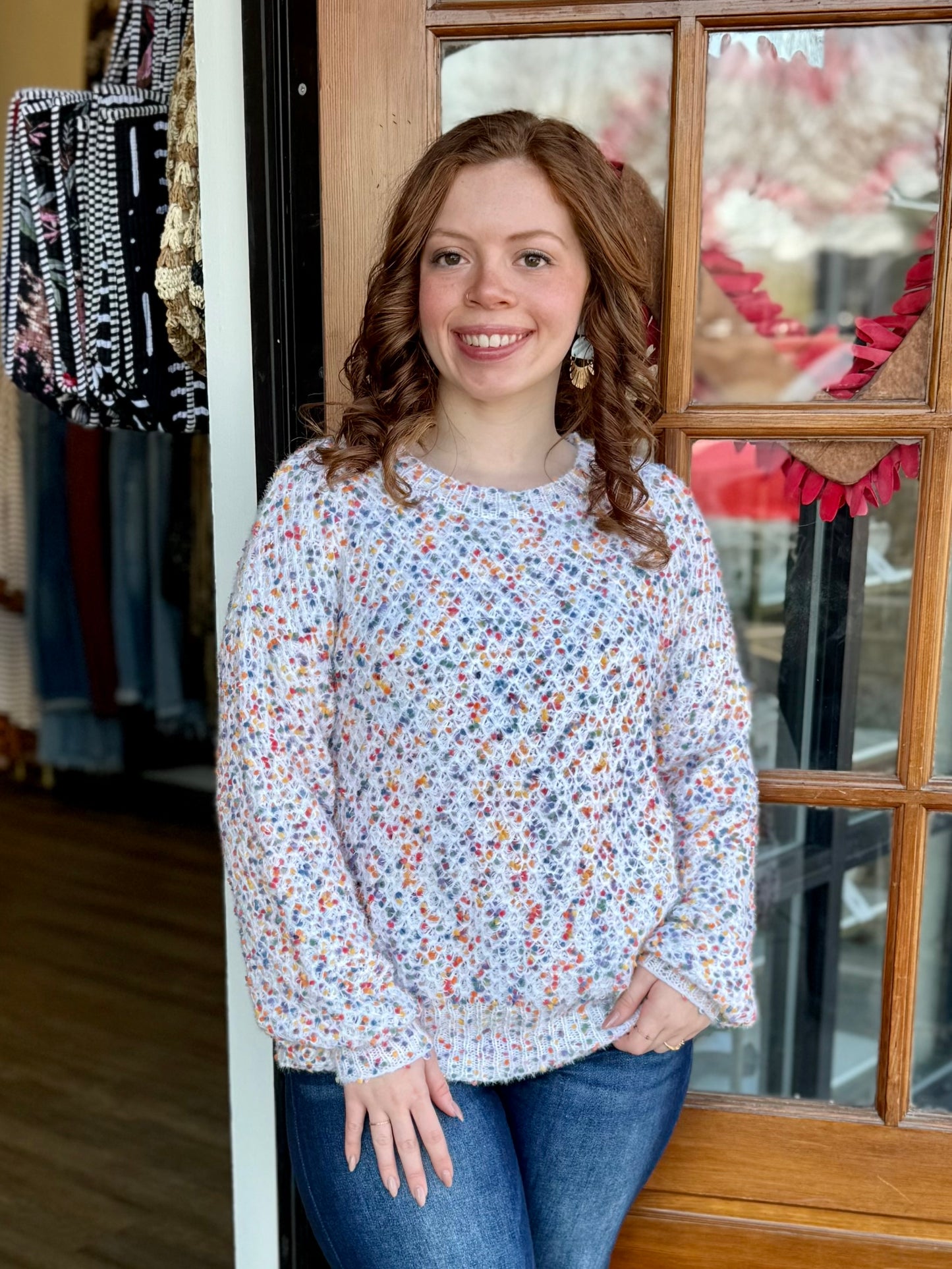 Multi Color Popcorn Knitted Sweater