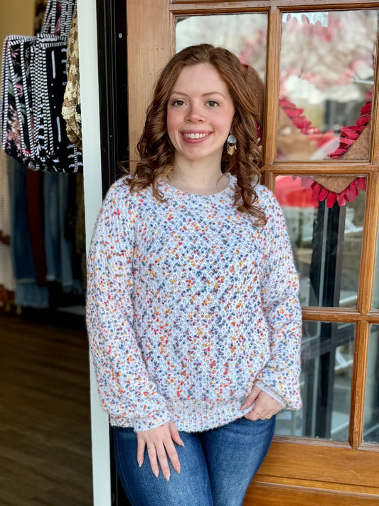 Multi Color Popcorn Knitted Sweater