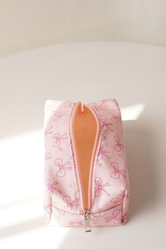 Pink Bow Cosmetic Bag