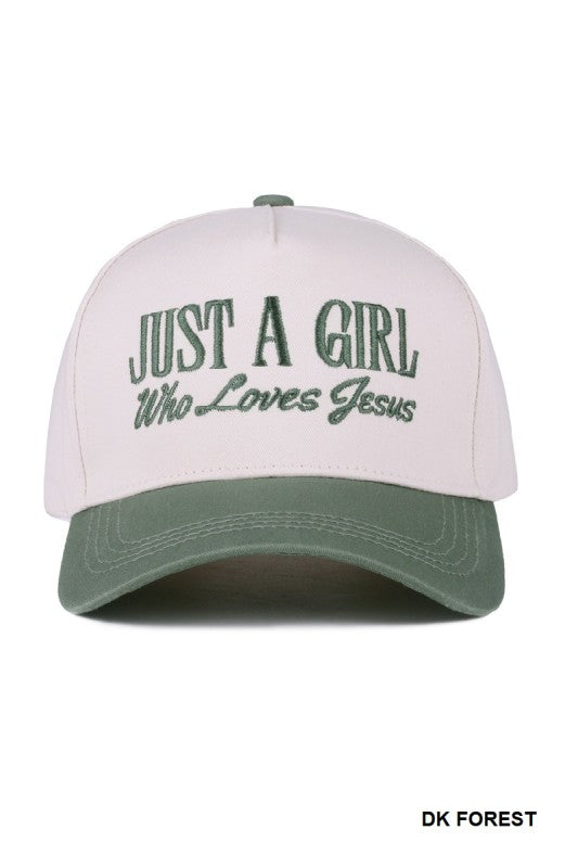 Dark Forest Just a Girl Who Loves Jesus Cap