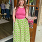 Green Floral Print Midi Skirt