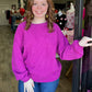 Fuchsia Ribbed Corduroy Oversized Sweatshirt (S-3X)