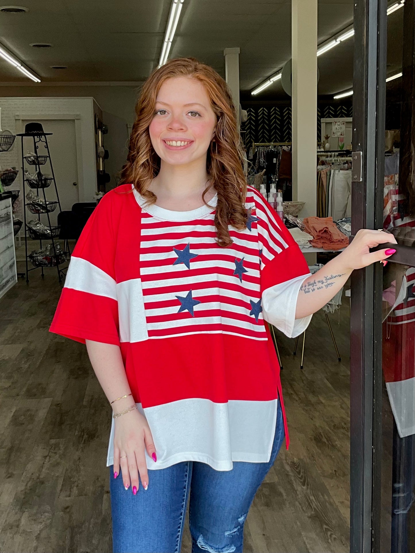 Patchwork American Flag Sweatshirt