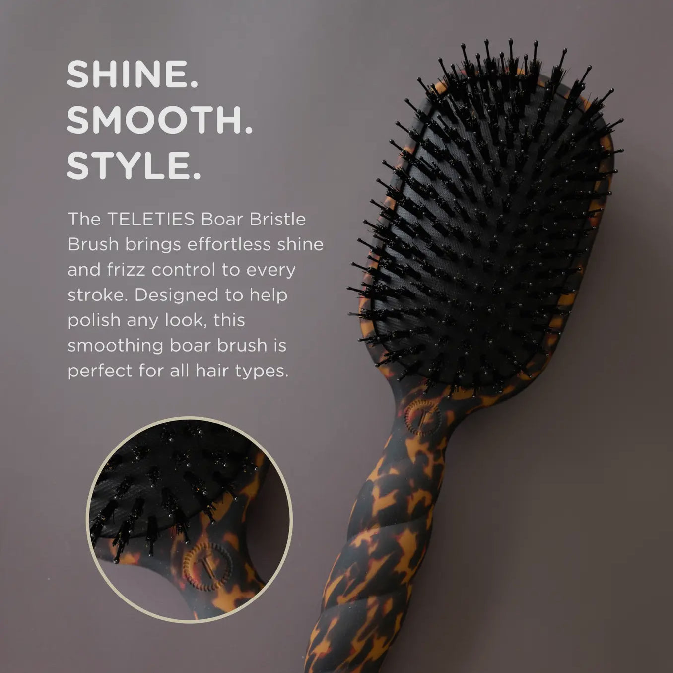 TELETIES Tortoise Boar Bristle Hair Brush