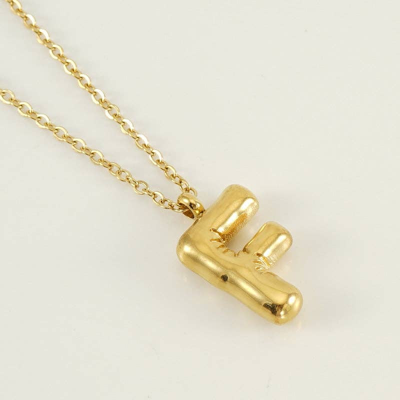 Bubble Initial Gold-Plated Stainless Steel Necklace