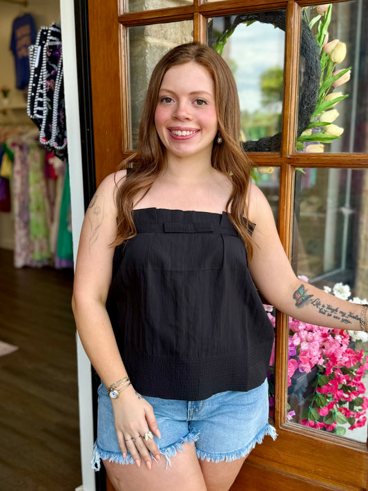 Black Little Bow Tank Top