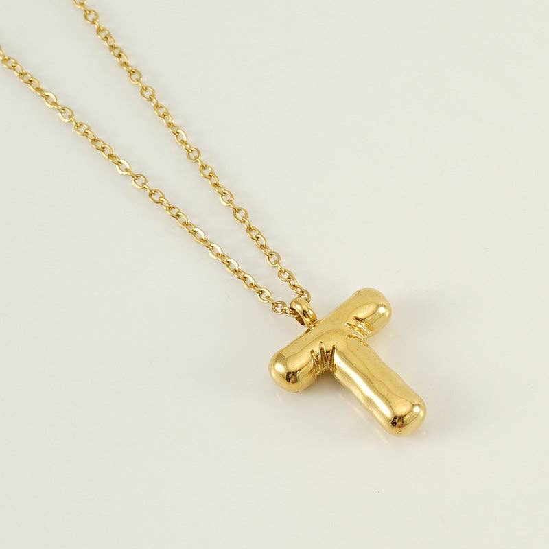 Bubble Initial Gold-Plated Stainless Steel Necklace