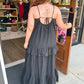 Black Ruffle Tiered Maxi Dress