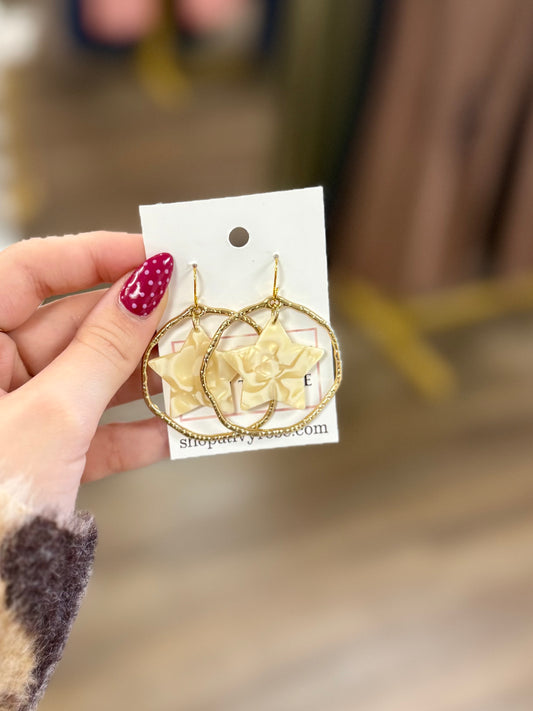 Gold Marble Star Earrings