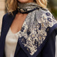 Black Vintage Floral Silky Square Scarf