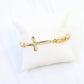 Gold Amelia Link & Large Cross Stretch Bracelet