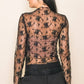 Black Mock Neck Layering Lace Top