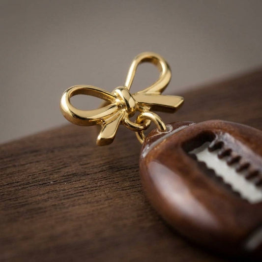 Glossy Football Bow Dangle Earrings