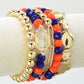 Orange & Blue Multi Strand Bead Bracelet Set