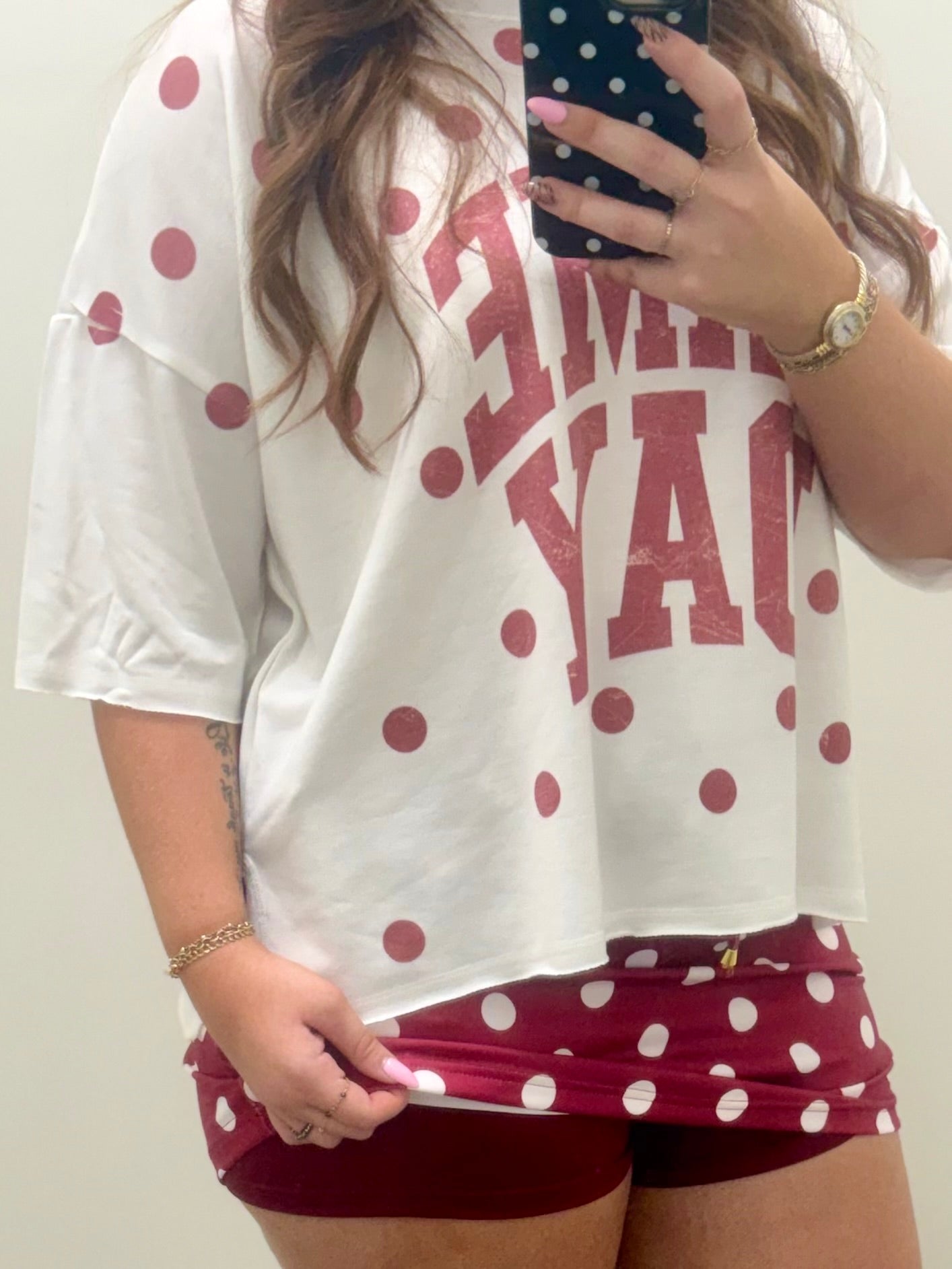Burgundy Polka Dot Skort