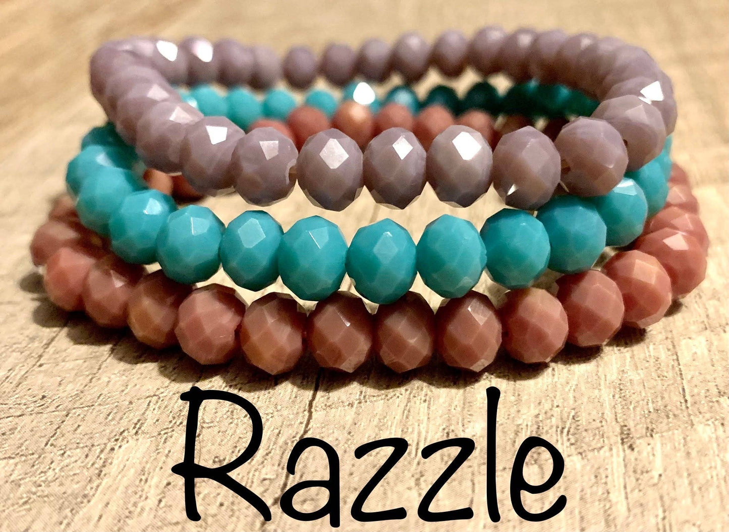 3pc Crystal Bead Bracelet Set- Razzle