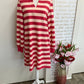 Pink Stripe Collared Long Sleeve Dress