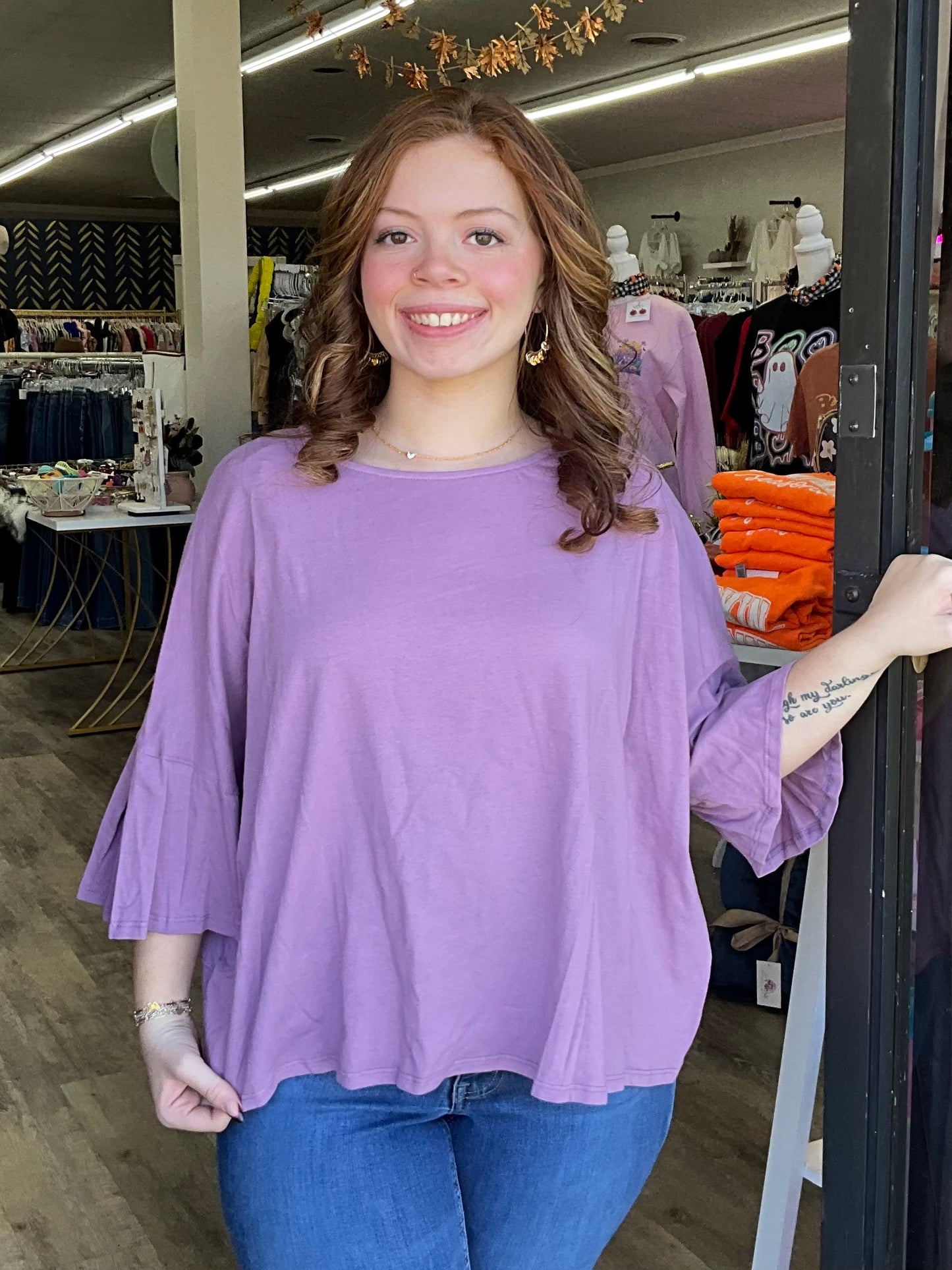 Lavender Cropped Crisscross Back Top