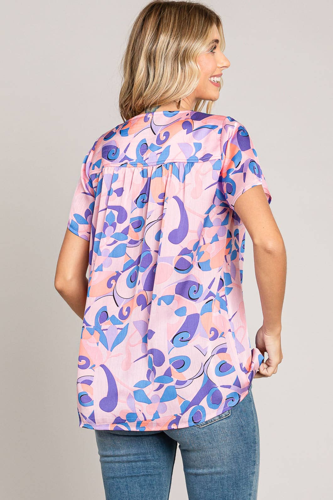 Lavender Bright Abstract Print Top