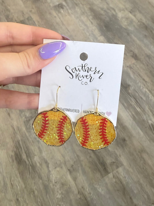 Softball Acrylic Dangles